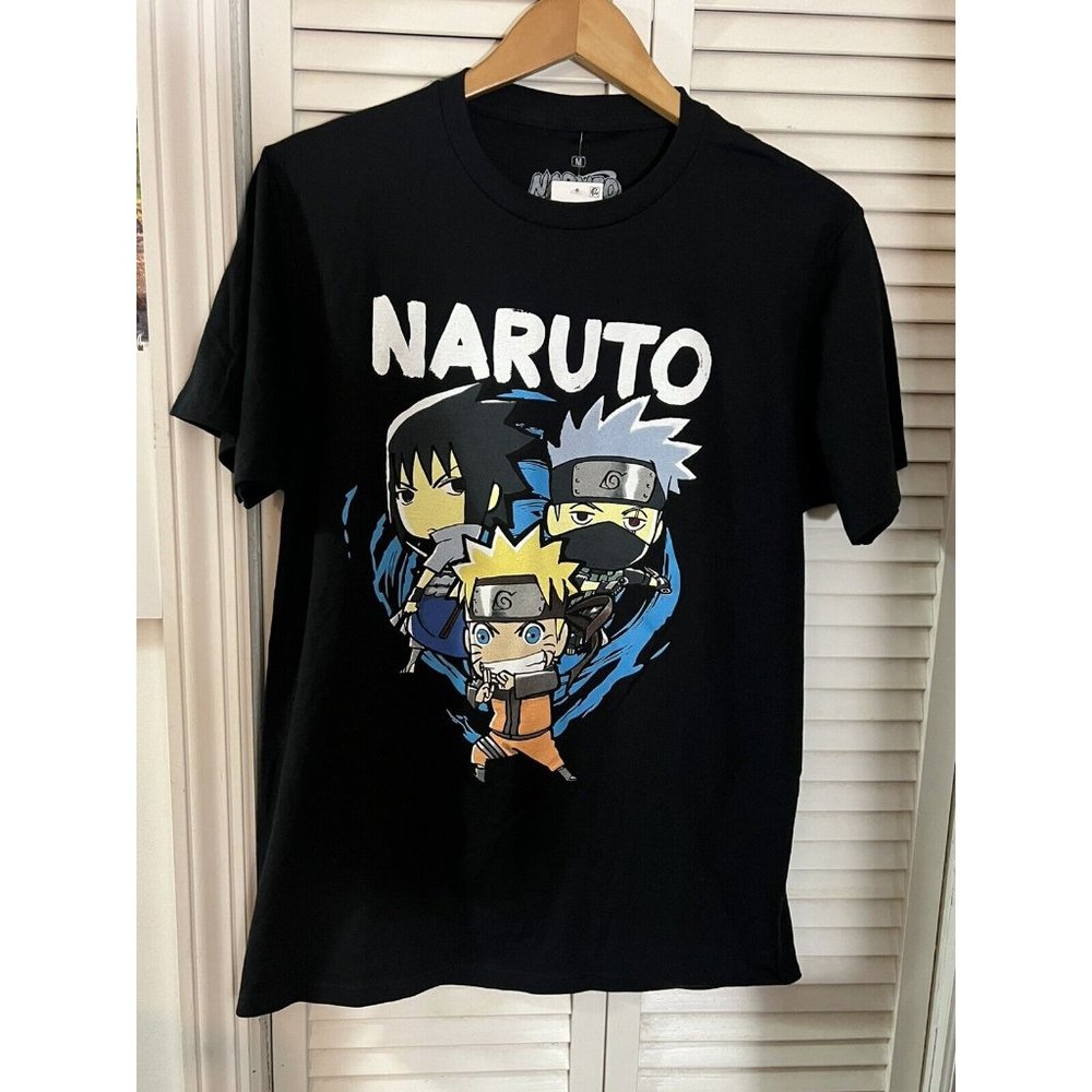 Naruto Anime Graphic Tee Shirt Mens Size Medium Black Naruto Shippuden